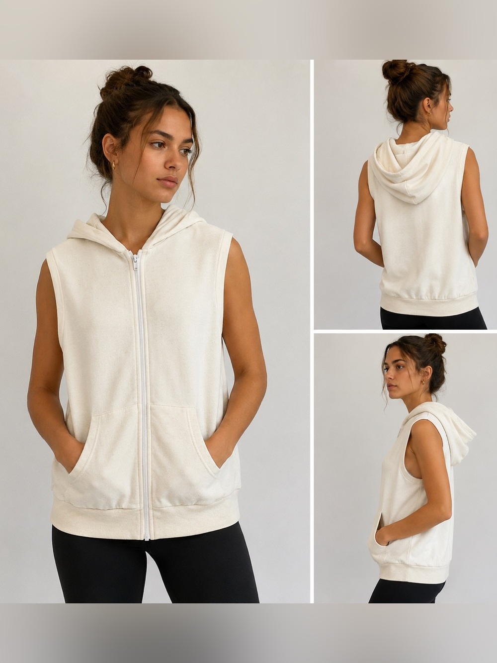 Dtox cream oversized sleeveless Hoodie size XXS